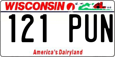 WI license plate 121PUN