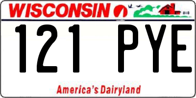 WI license plate 121PYE