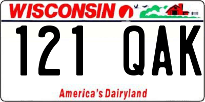 WI license plate 121QAK