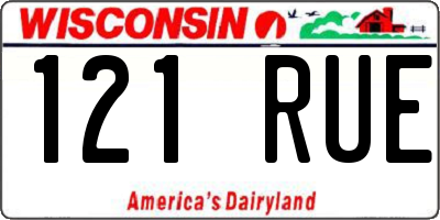 WI license plate 121RUE