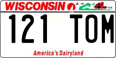 WI license plate 121TOM