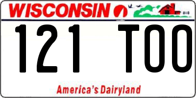 WI license plate 121TOO