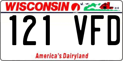 WI license plate 121VFD