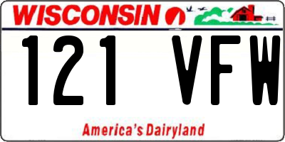 WI license plate 121VFW