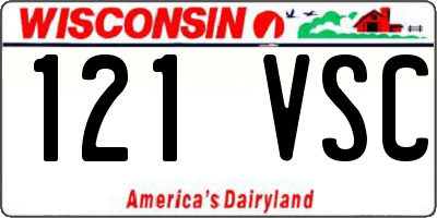 WI license plate 121VSC