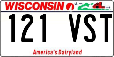 WI license plate 121VST