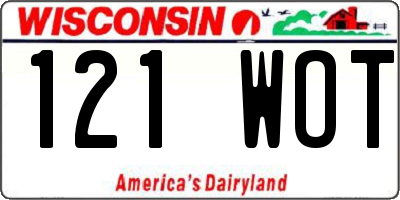 WI license plate 121WOT