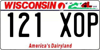 WI license plate 121XOP