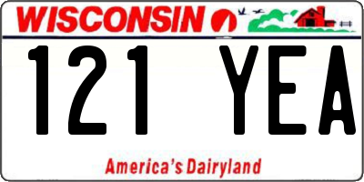 WI license plate 121YEA