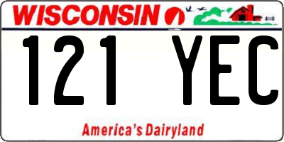 WI license plate 121YEC