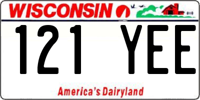 WI license plate 121YEE