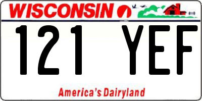 WI license plate 121YEF