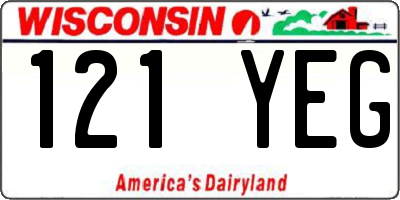 WI license plate 121YEG