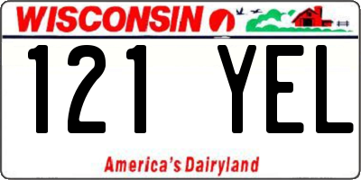 WI license plate 121YEL