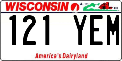 WI license plate 121YEM