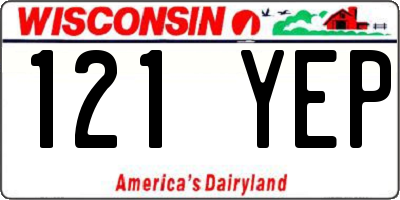 WI license plate 121YEP