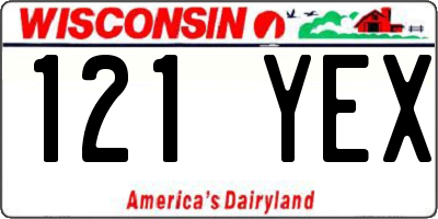 WI license plate 121YEX