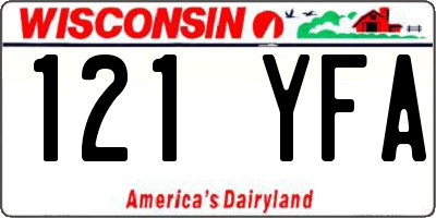 WI license plate 121YFA