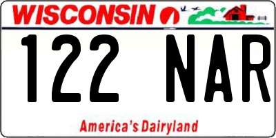 WI license plate 122NAR
