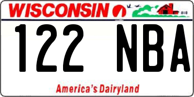 WI license plate 122NBA