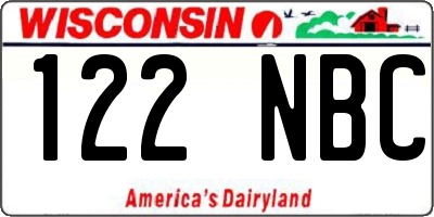 WI license plate 122NBC