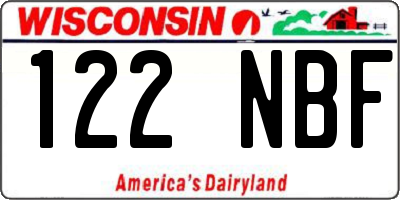 WI license plate 122NBF