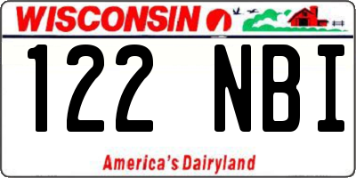 WI license plate 122NBI