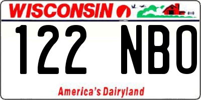 WI license plate 122NBO