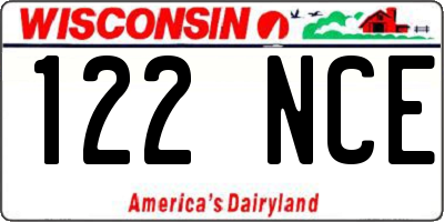 WI license plate 122NCE