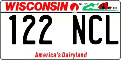 WI license plate 122NCL