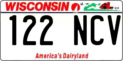 WI license plate 122NCV