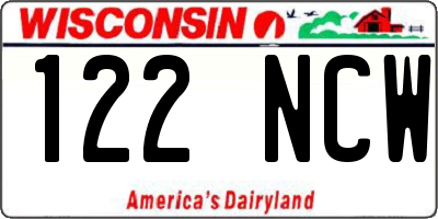 WI license plate 122NCW