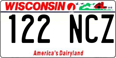 WI license plate 122NCZ