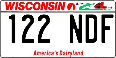 WI license plate 122NDF