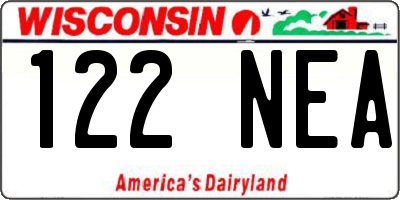 WI license plate 122NEA