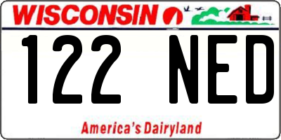 WI license plate 122NED