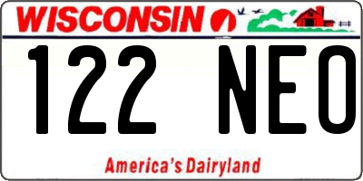 WI license plate 122NEO