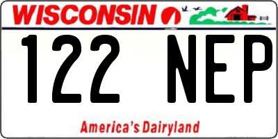 WI license plate 122NEP