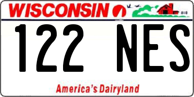 WI license plate 122NES