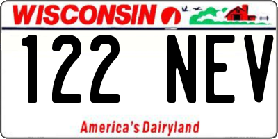 WI license plate 122NEV