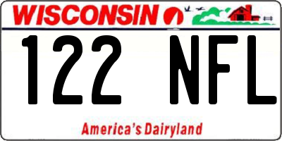 WI license plate 122NFL