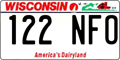 WI license plate 122NFO