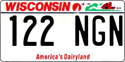 WI license plate 122NGN