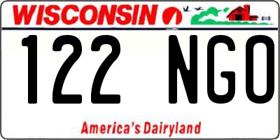 WI license plate 122NGO