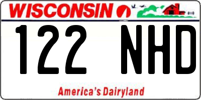 WI license plate 122NHD