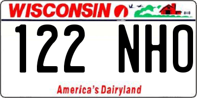 WI license plate 122NHO