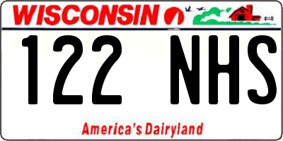 WI license plate 122NHS