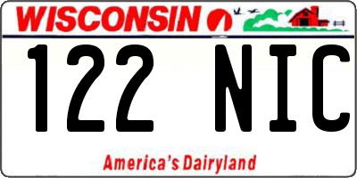 WI license plate 122NIC