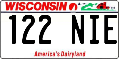 WI license plate 122NIE