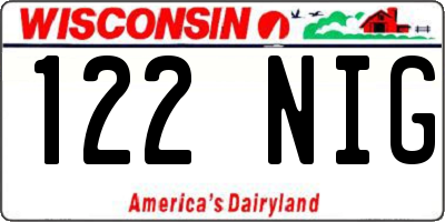 WI license plate 122NIG